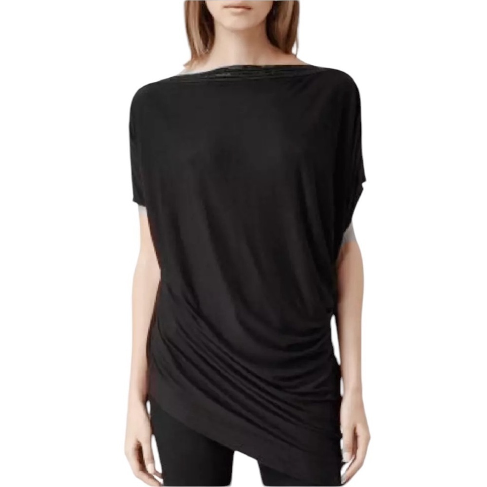 All Saints Black Oriel Slouchy Top Embellished